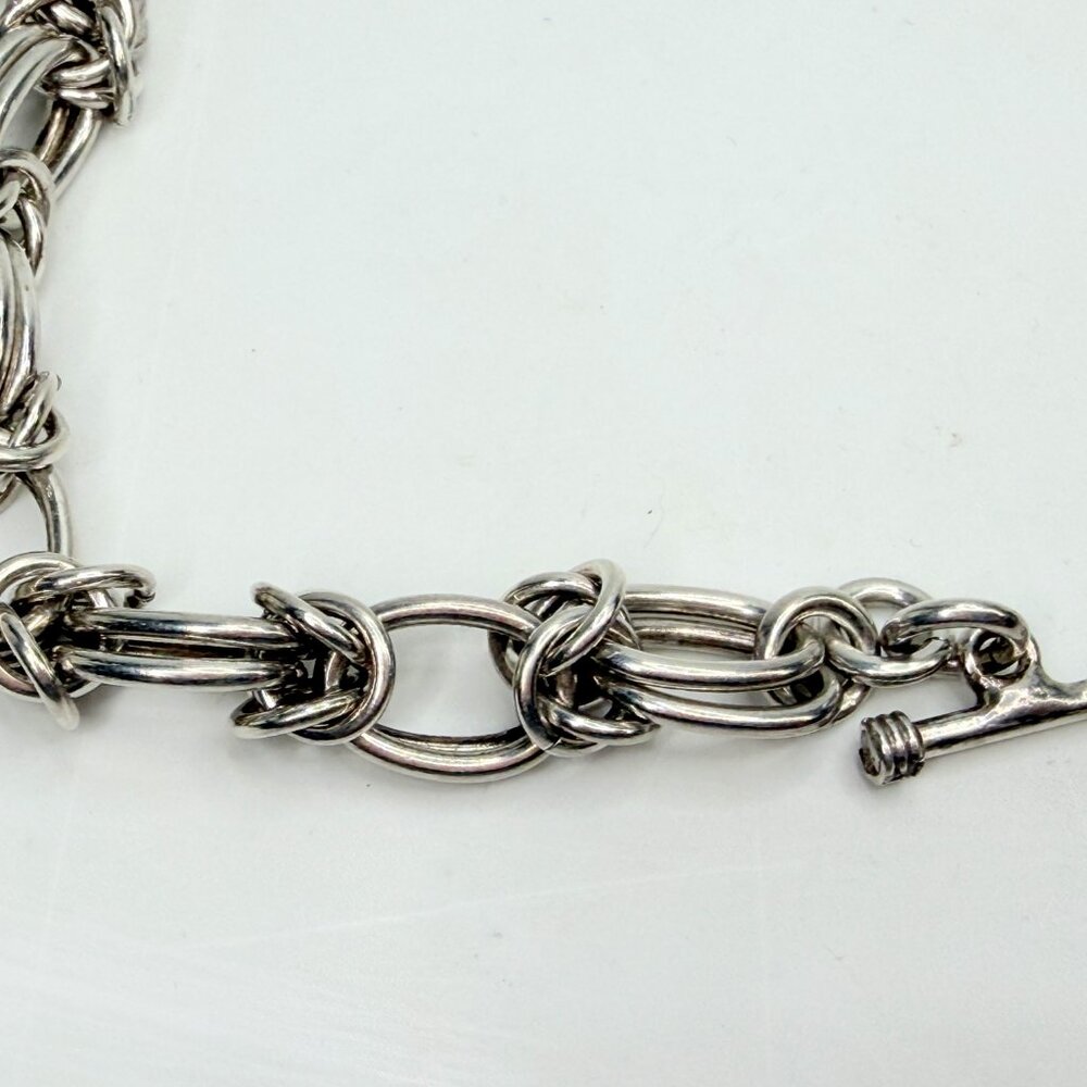 Solid Sterling Silver Multi Link Chain Bracelet H… - image 6